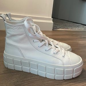Zara High Top Platform Leather Sneakers (worn once)